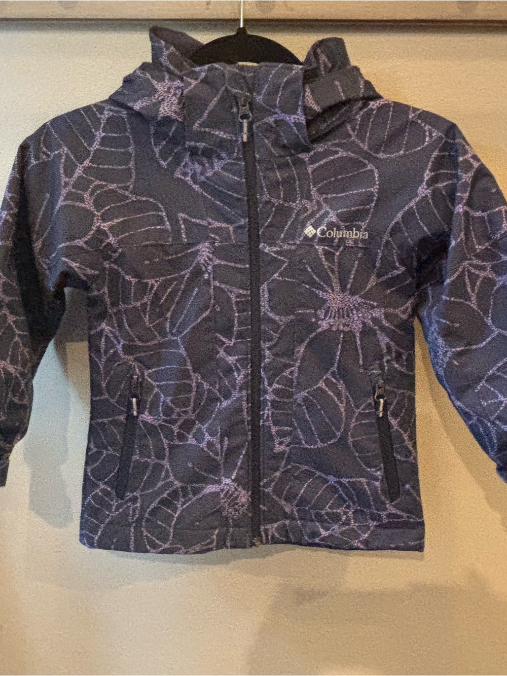 Columbia Girls' Navy Jacket with Purple Floral Print